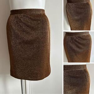 Glittery Brown/Copper Skirt, Size 16, Carmen Marc Valvo